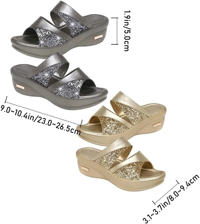 LIFKOME 1 Pair Summer Peep Toe Women Sandal Thick Sole Sandal Thick Wedge Sole Slippers Fish Mouth Sandals Copper Heels Thick Platform Sandals Slides Sandal Platform Shoes Miss Pearlescent