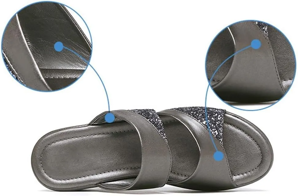 LIFKOME 1 Pair Summer Peep Toe Women Sandal Thick Sole Sandal Thick Wedge Sole Slippers Fish Mouth Sandals Copper Heels Thick Platform Sandals Slides Sandal Platform Shoes Miss Pearlescent