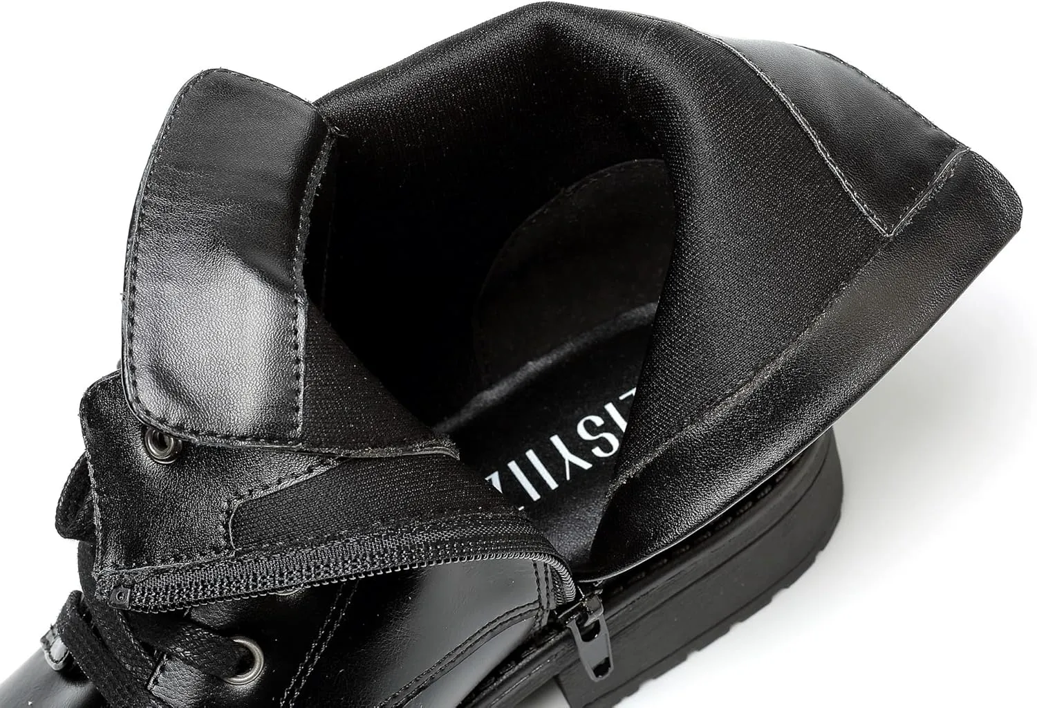 LISYIIZ Ankle Combat boots for Women Flat Lace up Booties with Zip Round Toe Soft Insole Warm Breathble Lining for Girls Ladies Fall Winter