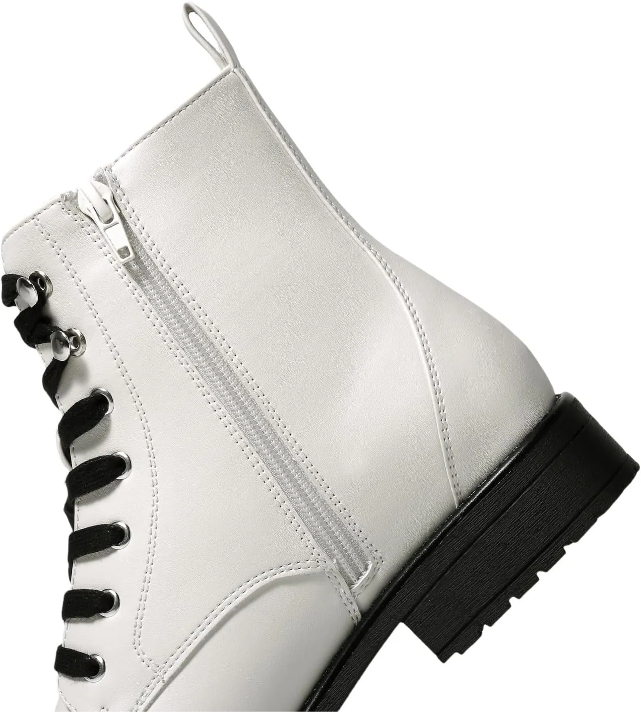 LISYIIZ Ankle Combat boots for Women Flat Lace up Booties with Zip Round Toe Soft Insole Warm Breathble Lining for Girls Ladies Fall Winter