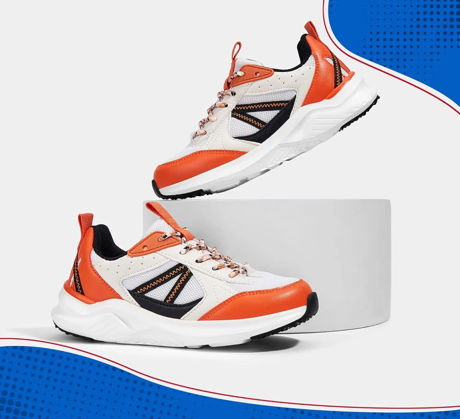 LUCKY STEP Kids Fashion Sneakers for Boys Girls Tennis Casual Athletic Running Shoes Breathable Lace-up Cushioned Trainers Walking Footwear Toddler