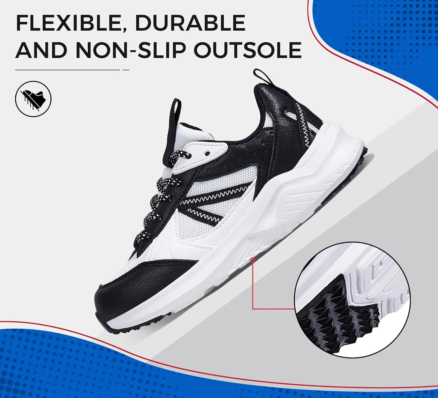 LUCKY STEP Kids Fashion Sneakers for Boys Girls Tennis Casual Athletic Running Shoes Breathable Lace-up Cushioned Trainers Walking Footwear Toddler