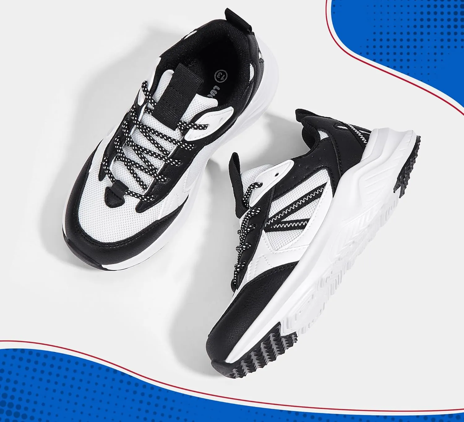 LUCKY STEP Kids Fashion Sneakers for Boys Girls Tennis Casual Athletic Running Shoes Breathable Lace-up Cushioned Trainers Walking Footwear Toddler