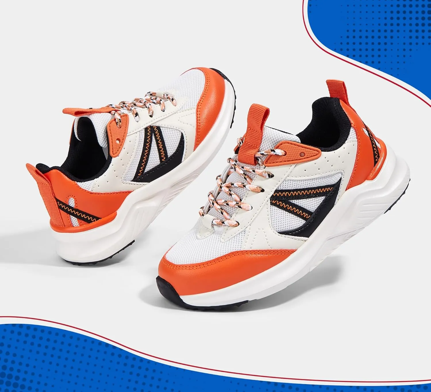 LUCKY STEP Kids Fashion Sneakers for Boys Girls Tennis Casual Athletic Running Shoes Breathable Lace-up Cushioned Trainers Walking Footwear Toddler