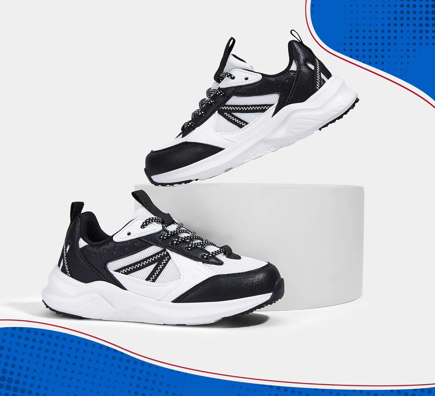 LUCKY STEP Kids Fashion Sneakers for Boys Girls Tennis Casual Athletic Running Shoes Breathable Lace-up Cushioned Trainers Walking Footwear Toddler