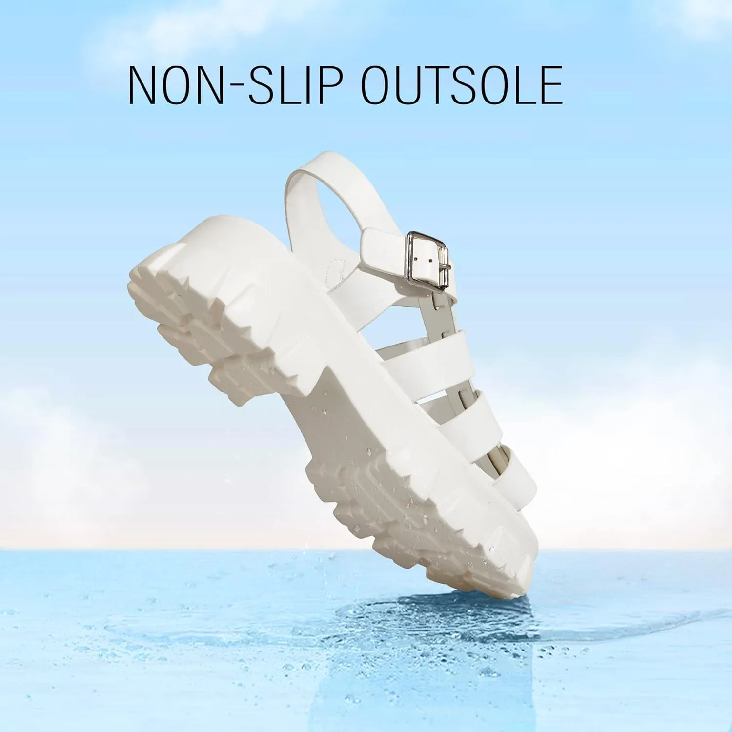 LUCKY STEP Women 's Platform Wedge Sandals Open Toe Adjustable Ankle Strap Chunky Heel