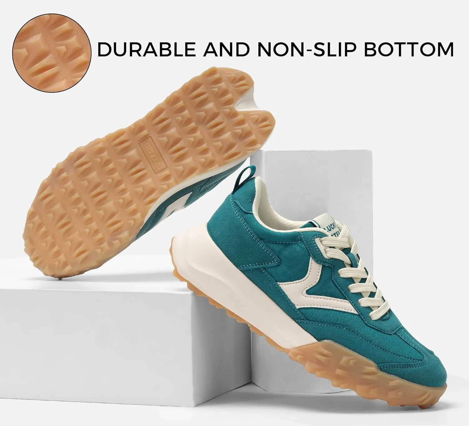 LUCKY STEP Women's Platform Tennis Walking Shoe Retro Chunky Casual Breathable Durable Deluxe Fashion Skate Sneaker