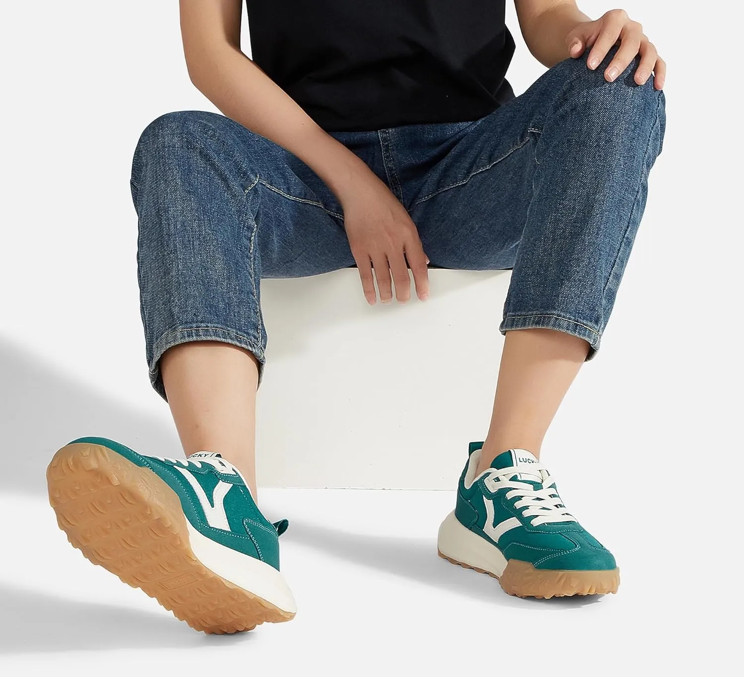 LUCKY STEP Women's Platform Tennis Walking Shoe Retro Chunky Casual Breathable Durable Deluxe Fashion Skate Sneaker