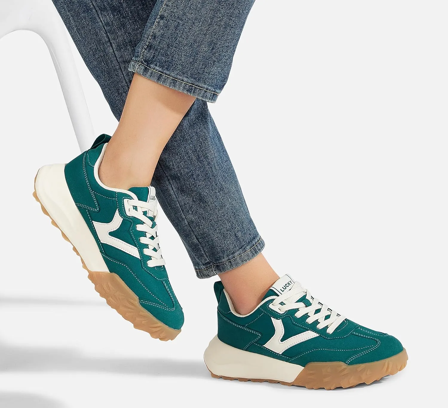 LUCKY STEP Women's Platform Tennis Walking Shoe Retro Chunky Casual Breathable Durable Deluxe Fashion Skate Sneaker