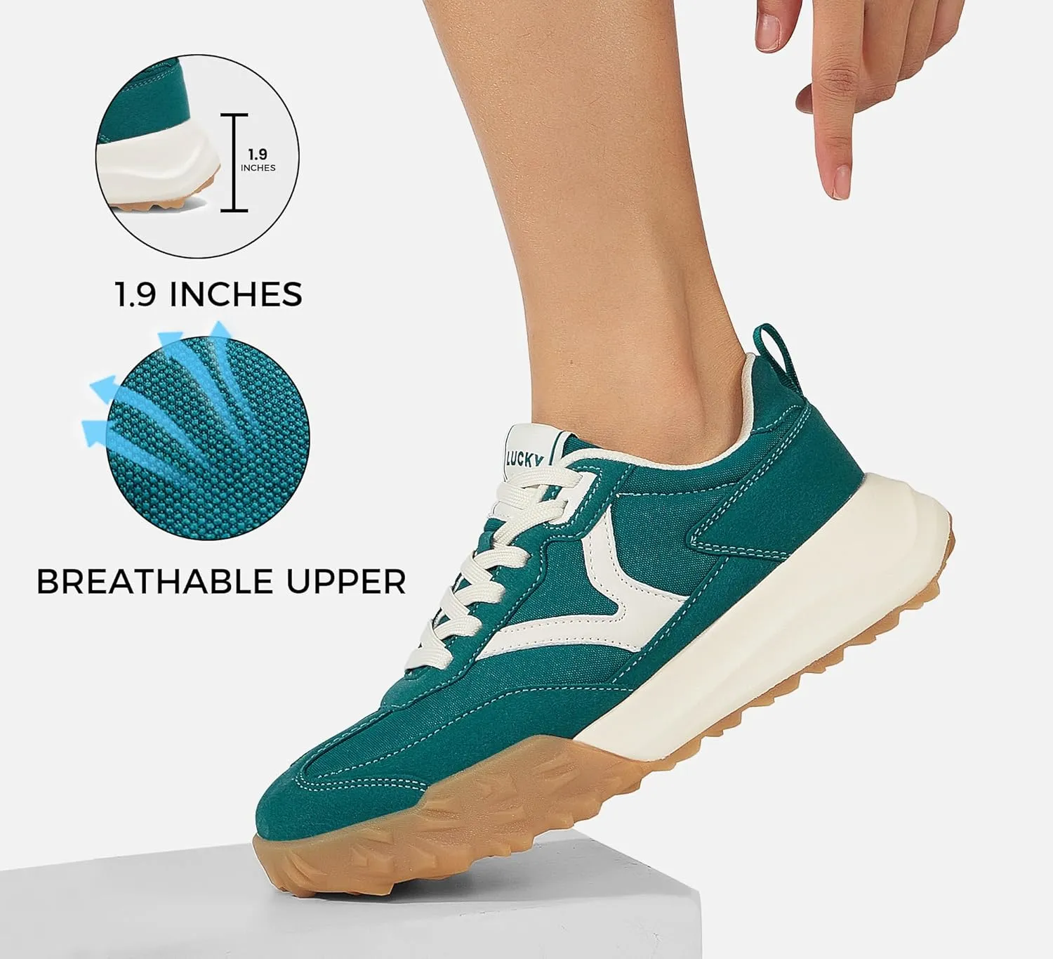 LUCKY STEP Women's Platform Tennis Walking Shoe Retro Chunky Casual Breathable Durable Deluxe Fashion Skate Sneaker