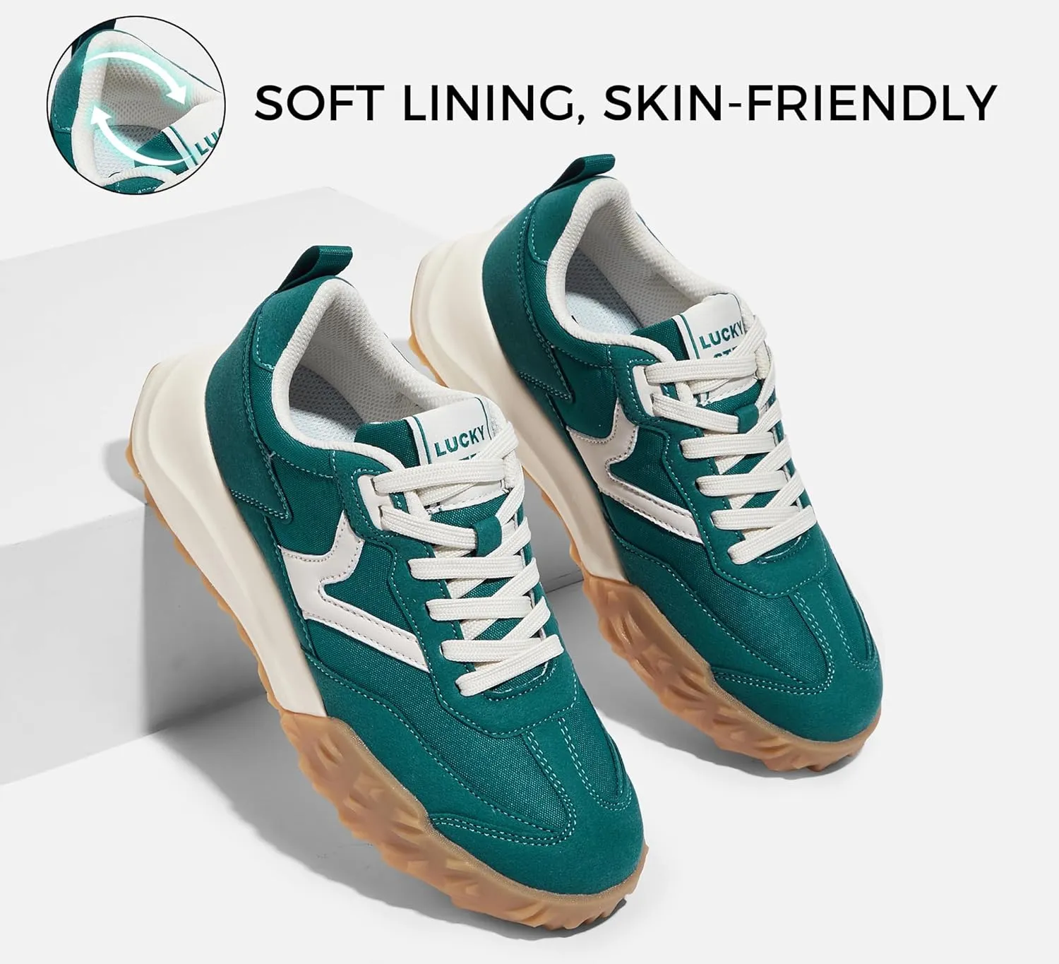 LUCKY STEP Women's Platform Tennis Walking Shoe Retro Chunky Casual Breathable Durable Deluxe Fashion Skate Sneaker