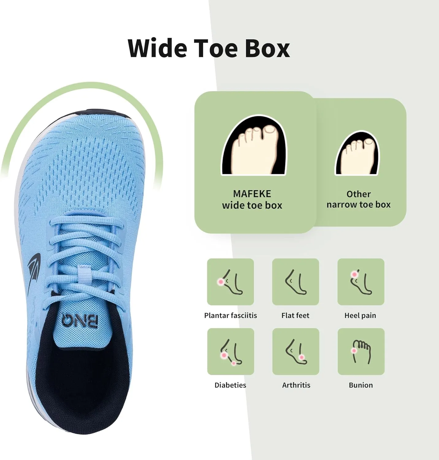 MAFEKE Womens Wide Toe Box Running Shoes Air Arch Support Tennis Athletic Sneakers Orthotic Walking Shoes for Plantar Fasciitis Pain Relief US 6-11