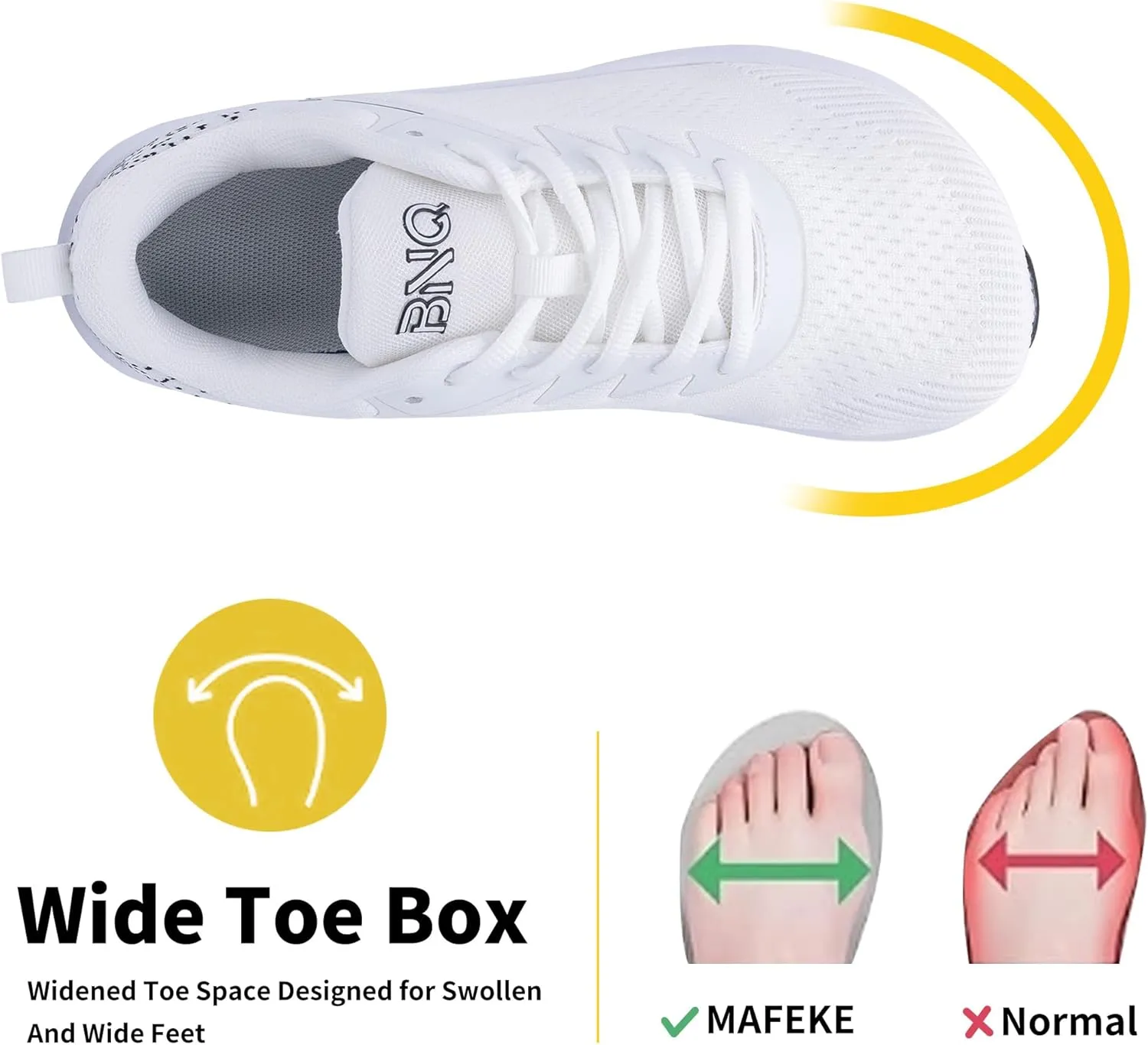 MAFEKE Women's Wide Toe Box Walking Shoes for Plantar Fasciitis, Arch Support Orthotic Wide Width Athletic Air Tennis Running Sneakers for Woman US Size 6-11