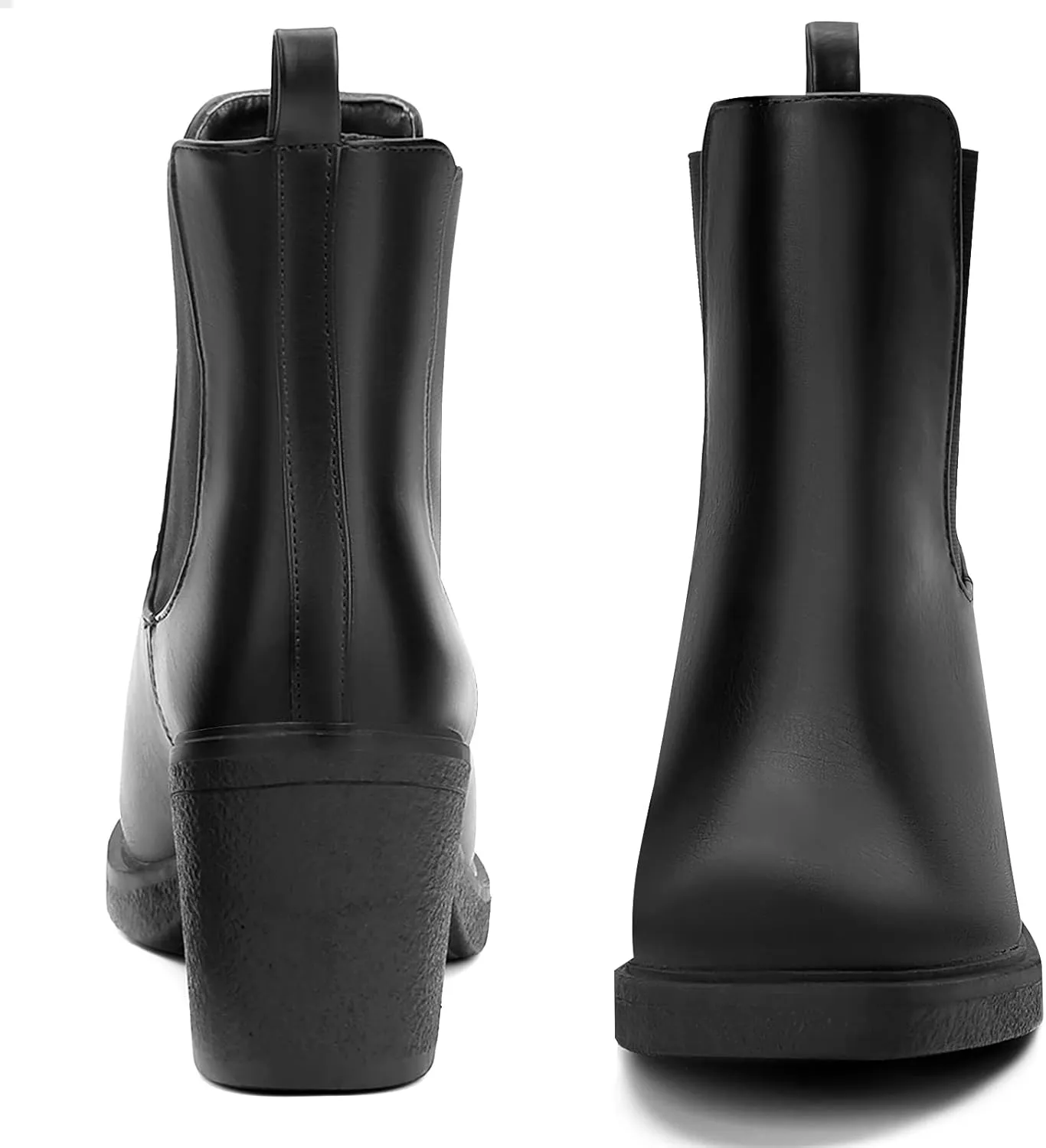 MaxMuxun Women's Chelsea Ankle Boots with Heels Slip on Round Toe Platform Heeled Booties for Women