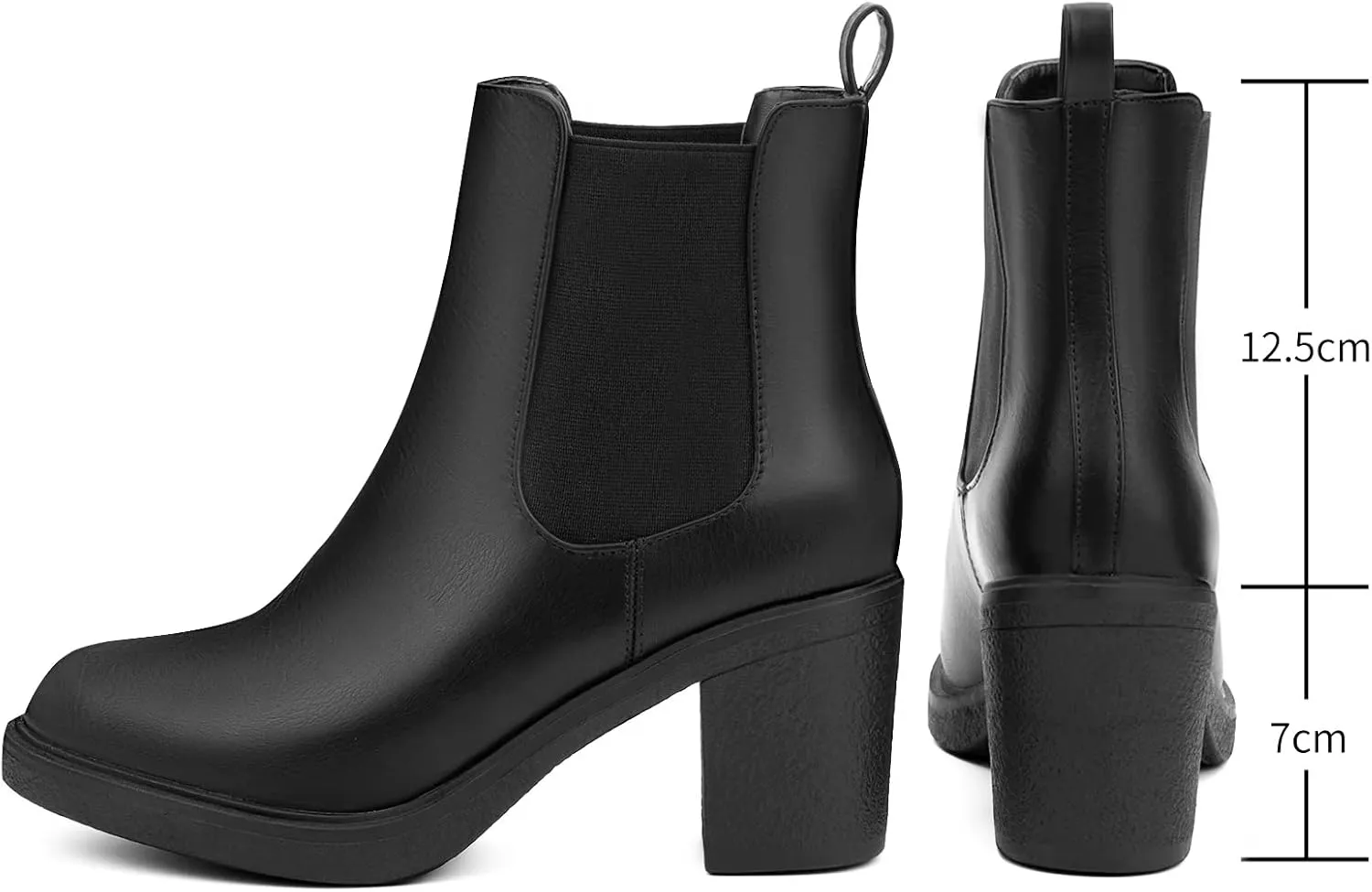 MaxMuxun Women's Chelsea Ankle Boots with Heels Slip on Round Toe Platform Heeled Booties for Women