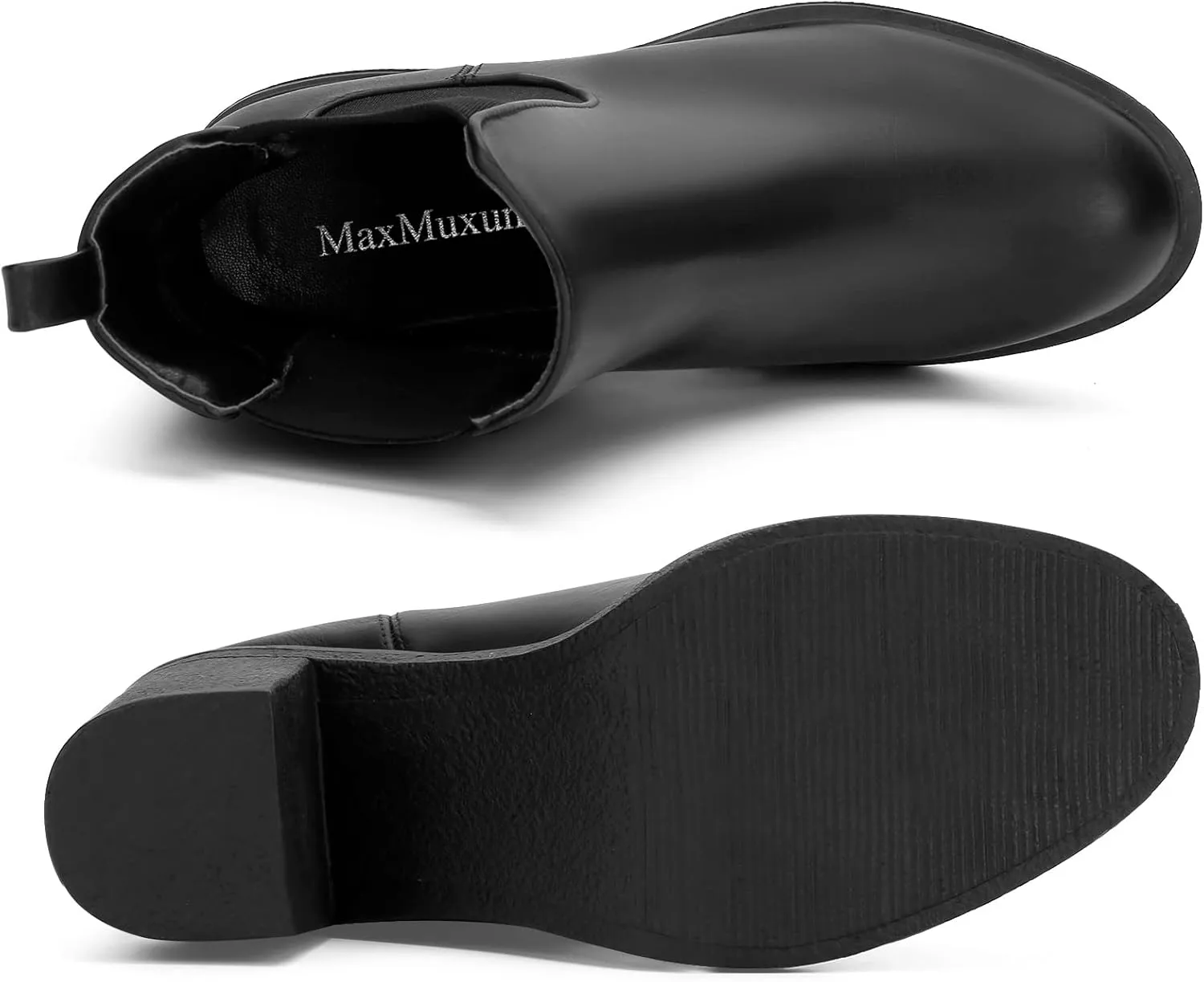 MaxMuxun Women's Chelsea Ankle Boots with Heels Slip on Round Toe Platform Heeled Booties for Women