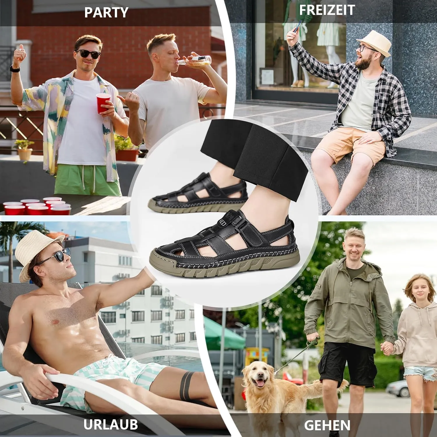 Men Closed Toe Casual Sandals - Lightweight Leather Sandals Breathable Walking Shoes For Daily or Outdoor Travel