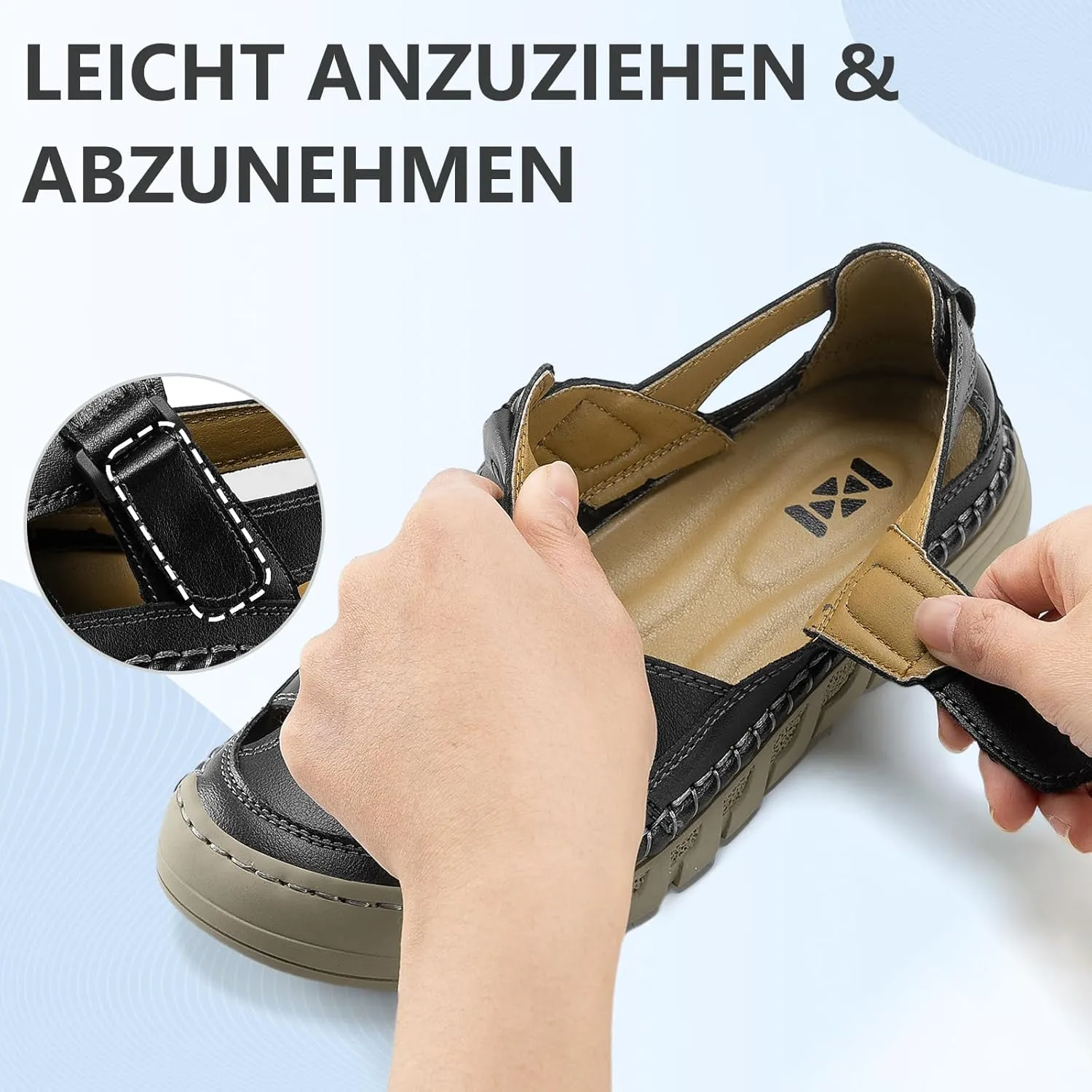 Men Closed Toe Casual Sandals - Lightweight Leather Sandals Breathable Walking Shoes For Daily or Outdoor Travel
