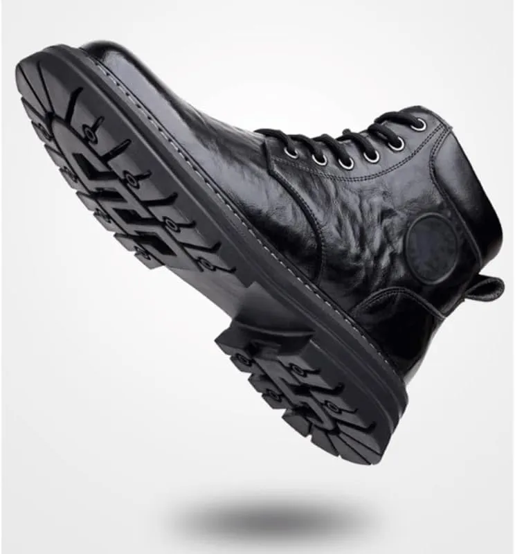 Men's Boots Velvet Thickened Warm Cotton Shoes Vintage Men's Warm Lined Lace Up Work Boots Anti-Slip Wear-Resistant Oxford Shoes
