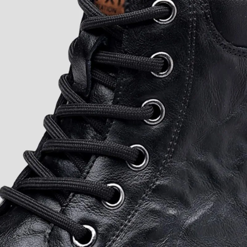 Men's Boots Velvet Thickened Warm Cotton Shoes Vintage Men's Warm Lined Lace Up Work Boots Anti-Slip Wear-Resistant Oxford Shoes