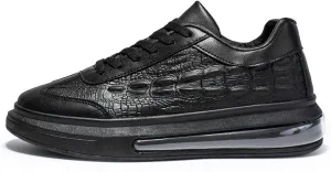 Men's Crocodile Pattern Anti-Slip Casual Fashion Sneakers,Comfort Air Cushion Low Top Soft Sole Comfort Sneakers. (Black,9)