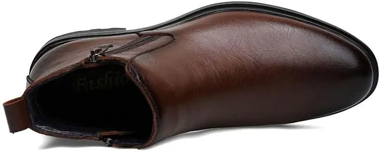 Men's Genuine Cowhide Chelsea Boots,Fashion Oxford Boots,Casual Chukka Boots,Men's Outdoor Business Casual Boots,Zipper,Hand Stitching,Formal Shoes