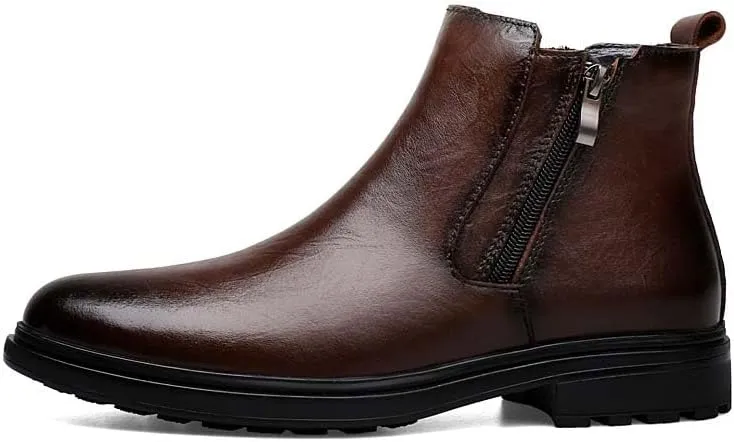 Men's Genuine Cowhide Chelsea Boots,Fashion Oxford Boots,Casual Chukka Boots,Men's Outdoor Business Casual Boots,Zipper,Hand Stitching,Formal Shoes