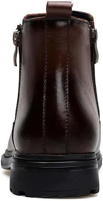 Men's Genuine Cowhide Chelsea Boots,Fashion Oxford Boots,Casual Chukka Boots,Men's Outdoor Business Casual Boots,Zipper,Hand Stitching,Formal Shoes