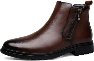 Men's Genuine Cowhide Chelsea Boots,Fashion Oxford Boots,Casual Chukka Boots,Men's Outdoor Business Casual Boots,Zipper,Hand Stitching,Formal Shoes