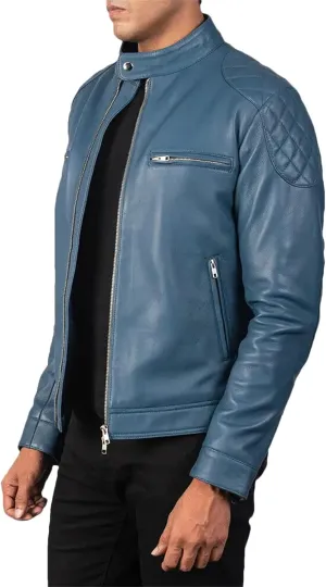 Men’s Motorcycle Leather Jacket Retro Lapel Slim Fit Layered Casual Coat