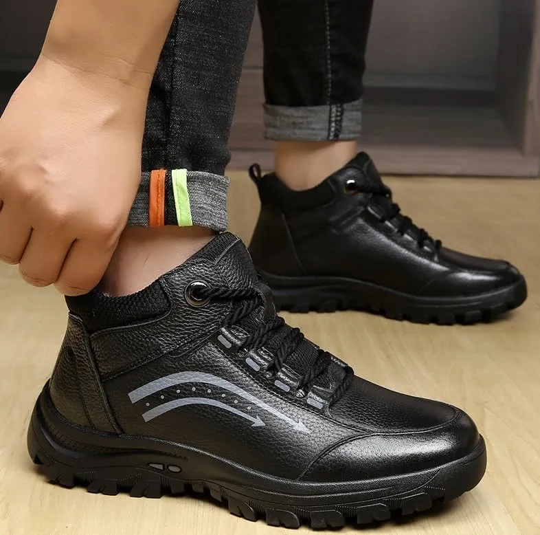 Men's Outdoor Anti-Slip Cotton Shoes Winter Casual Velvet Warm Snow Boots Oxford Lace Up Low Top Anti-Slip Outdoor Shoes for Men