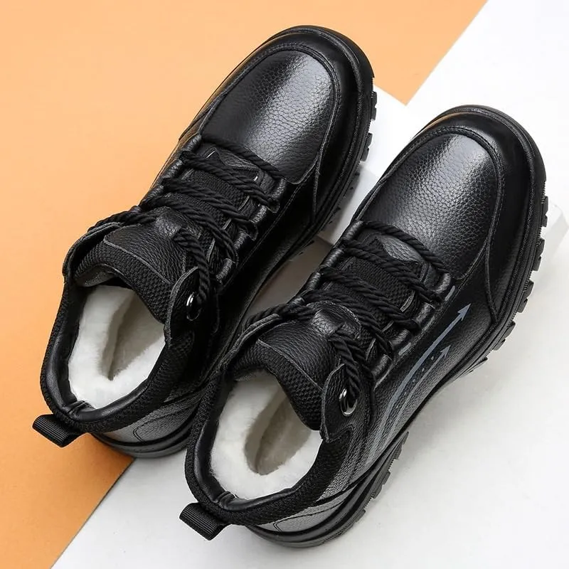 Men's Outdoor Anti-Slip Cotton Shoes Winter Casual Velvet Warm Snow Boots Oxford Lace Up Low Top Anti-Slip Outdoor Shoes for Men