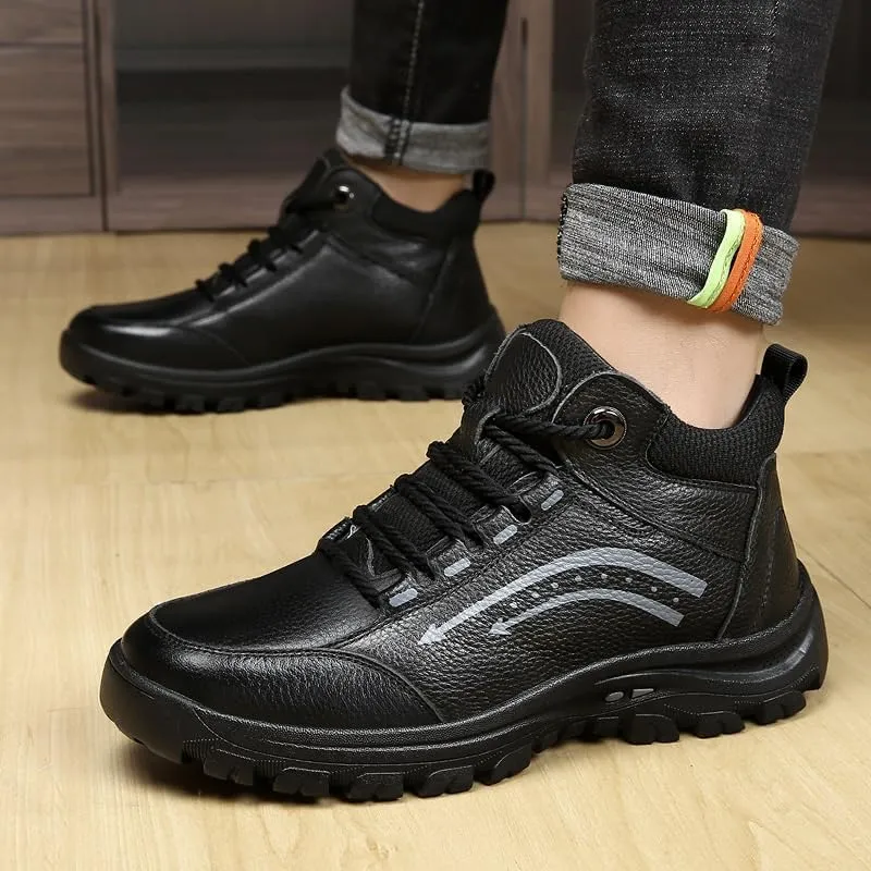 Men's Outdoor Anti-Slip Cotton Shoes Winter Casual Velvet Warm Snow Boots Oxford Lace Up Low Top Anti-Slip Outdoor Shoes for Men