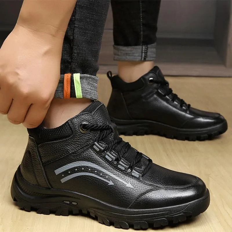 Men's Outdoor Anti-Slip Cotton Shoes Winter Casual Velvet Warm Snow Boots Oxford Lace Up Low Top Anti-Slip Outdoor Shoes for Men