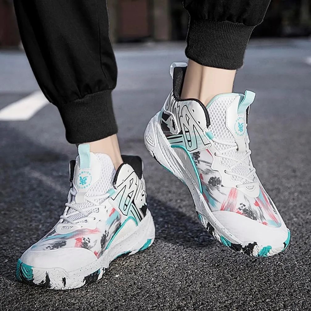 Men's Women's Basketball Shoes High Top Ultra-Light Fashion Anti Slip Breathable Sneakers