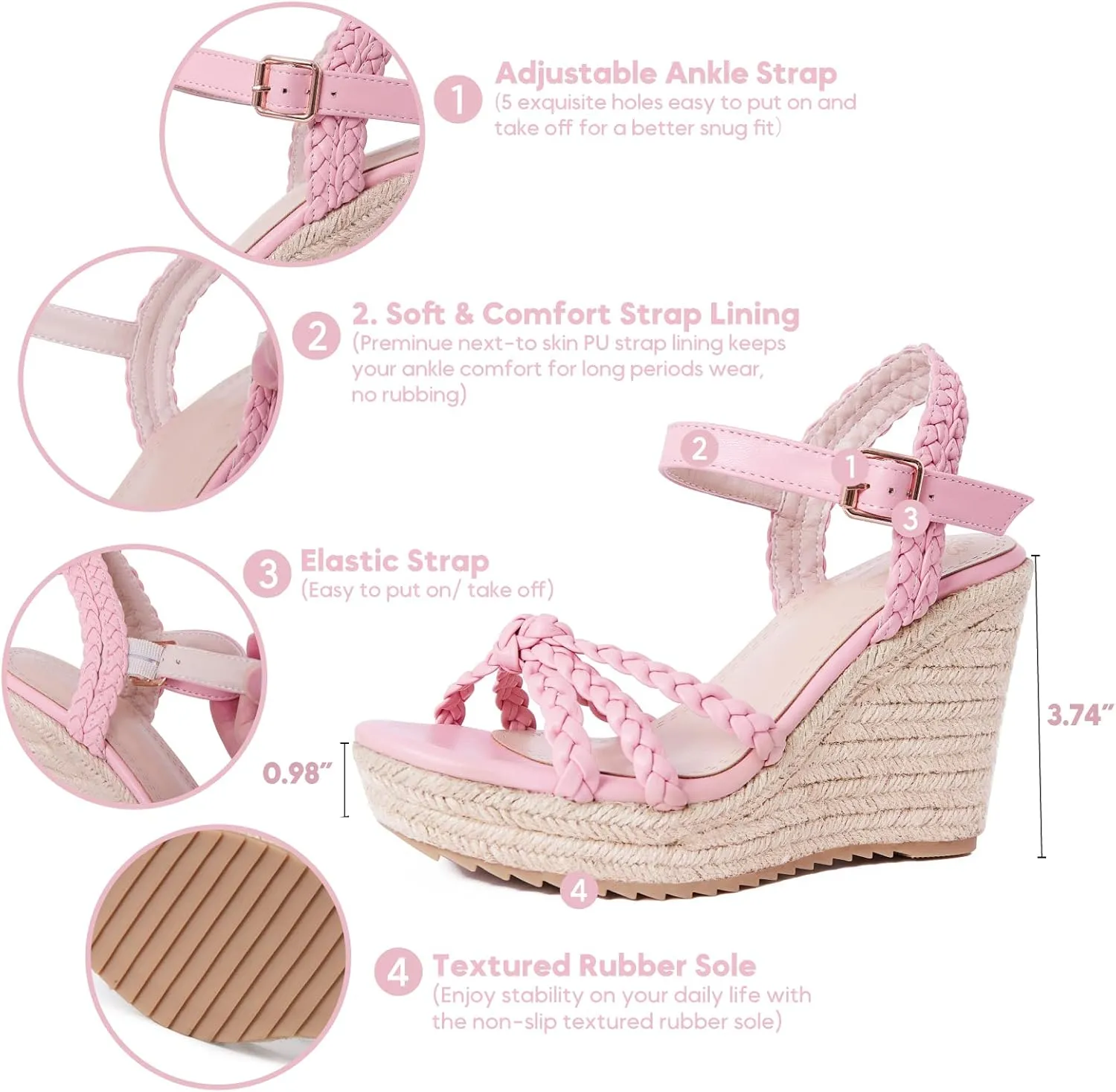 mikarka Espadrille Wedge Sandals for Women Braided Knot Ankle Strap Open Toe Platform Sandals