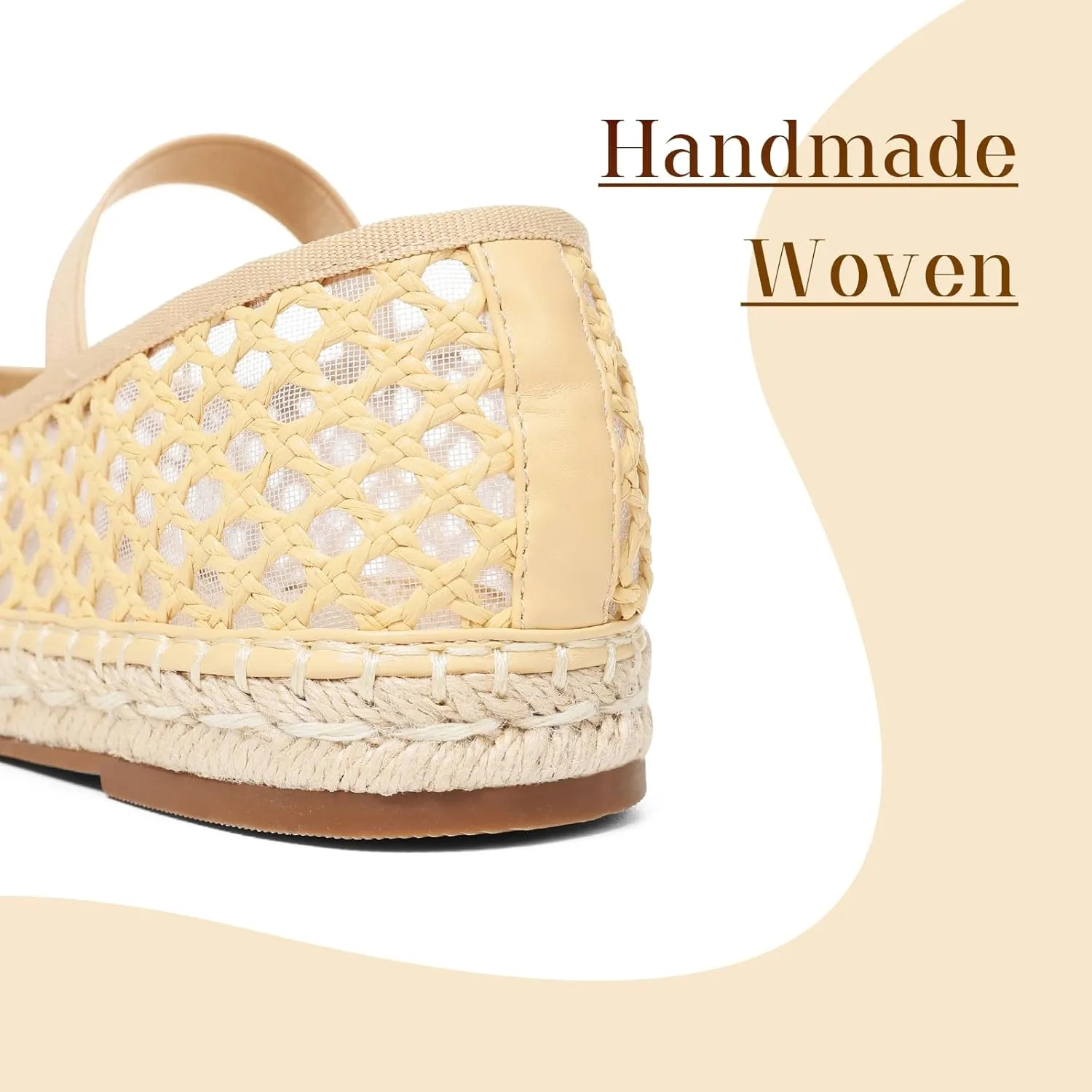 mikarka Flats for Women: Woven Ballet Flats Shoes for Women - Knot Espadrilles for Women Round Toe Mary Jane Flats Loafers, Inspired by Raffia