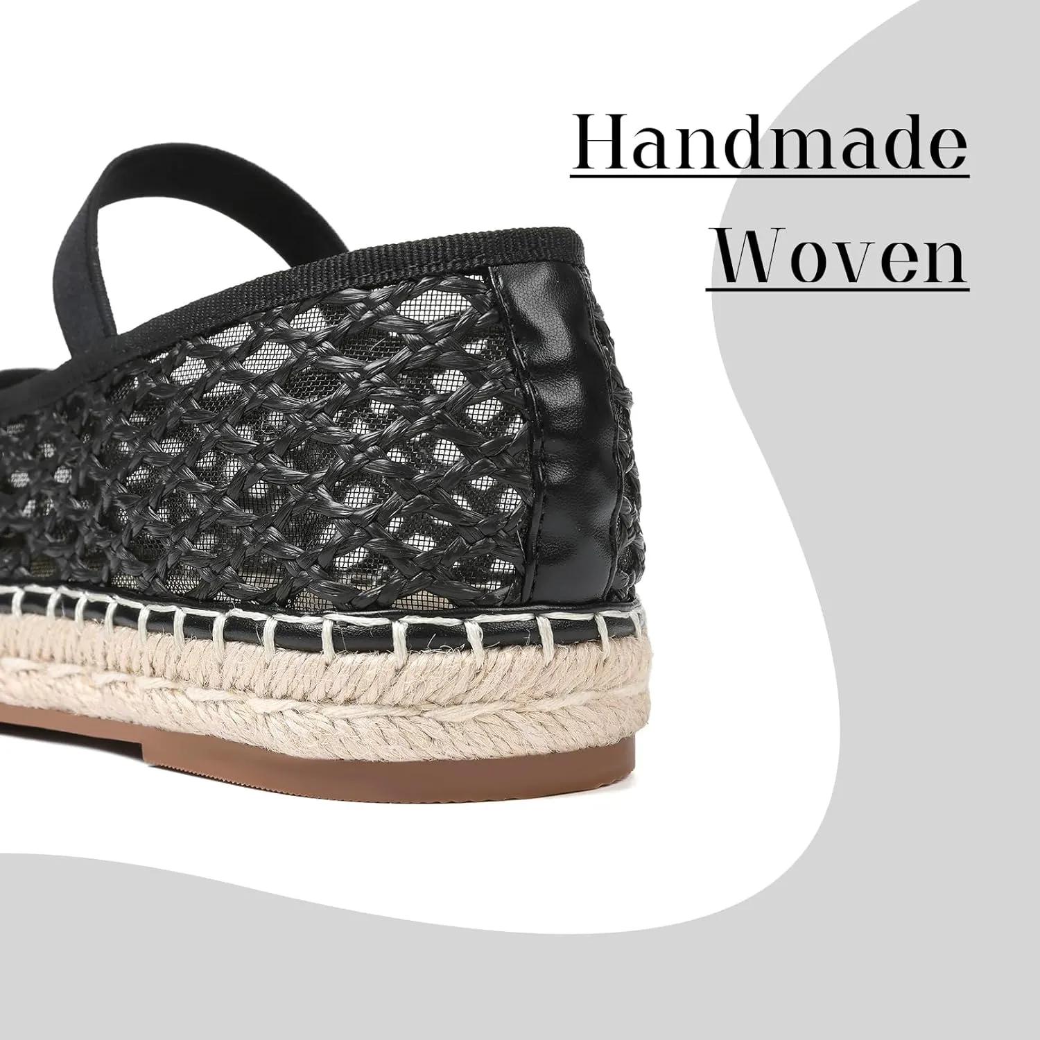 mikarka Flats for Women: Woven Ballet Flats Shoes for Women - Knot Espadrilles for Women Round Toe Mary Jane Flats Loafers, Inspired by Raffia