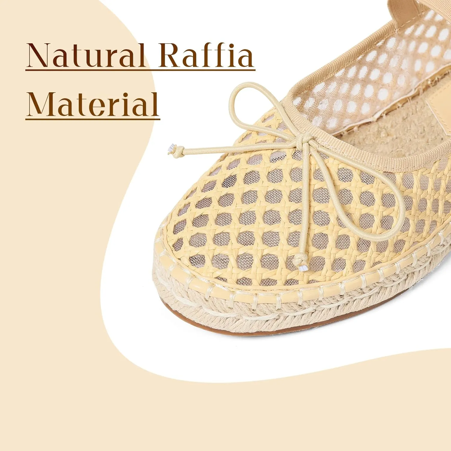mikarka Flats for Women: Woven Ballet Flats Shoes for Women - Knot Espadrilles for Women Round Toe Mary Jane Flats Loafers, Inspired by Raffia