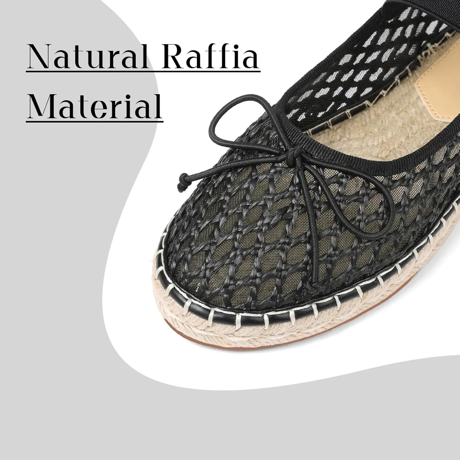 mikarka Flats for Women: Woven Ballet Flats Shoes for Women - Knot Espadrilles for Women Round Toe Mary Jane Flats Loafers, Inspired by Raffia