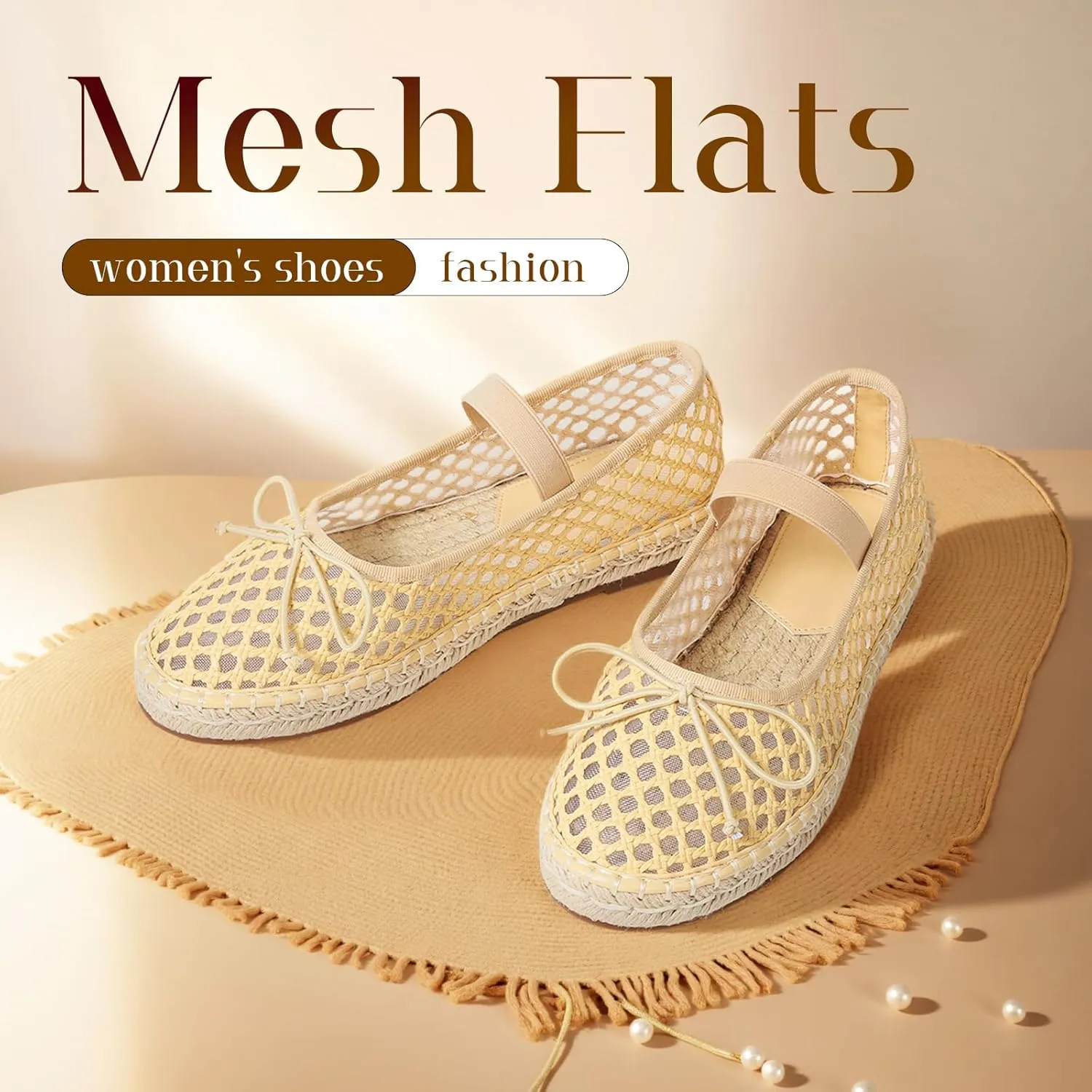 mikarka Flats for Women: Woven Ballet Flats Shoes for Women - Knot Espadrilles for Women Round Toe Mary Jane Flats Loafers, Inspired by Raffia