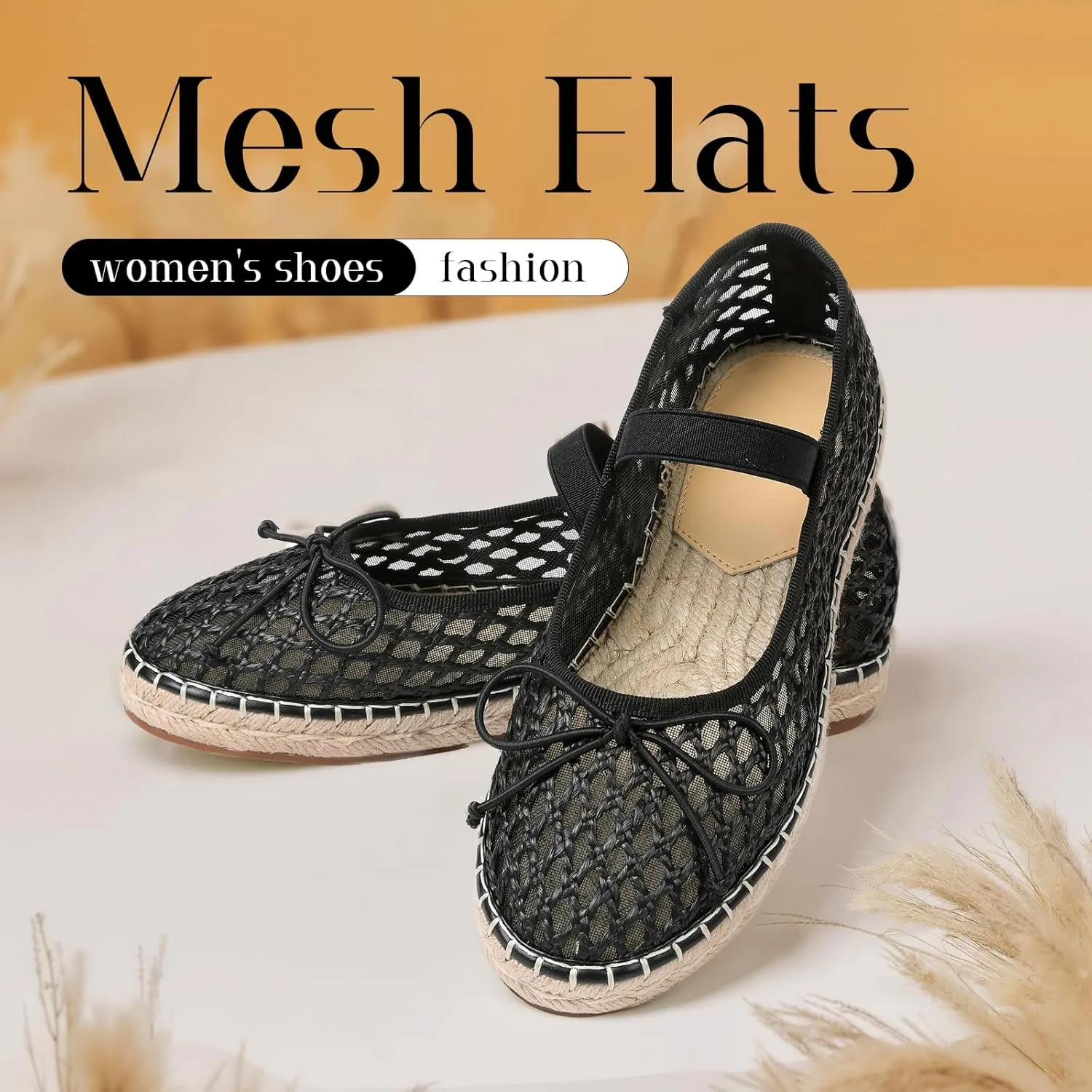 mikarka Flats for Women: Woven Ballet Flats Shoes for Women - Knot Espadrilles for Women Round Toe Mary Jane Flats Loafers, Inspired by Raffia