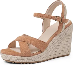 mikarka Women's Espadrille Wedge Sandals: Ankle Strap Platform Open Toe Wedges - Stylish High Heel Dressy Summer Wedges for Women, Inspired by Espadrilles