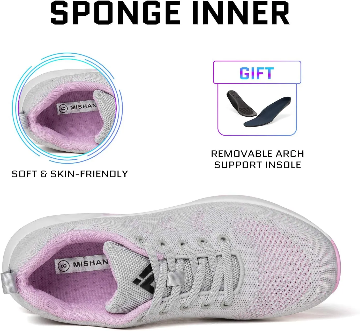 Mishansha Womens Sneakers Air Cushion Running Tennis Shoes Women Lightweight Arch Support Walking Shoes