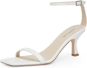 Modatope Womens Heeled Sandals Square Open Toe Kitten Heel Ankle Strap Heels for Women Daily Party Wedding Wear