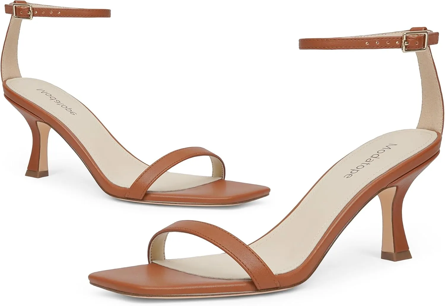 Modatope Womens Heeled Sandals Square Open Toe Kitten Heel Ankle Strap Heels for Women Daily Party Wedding Wear