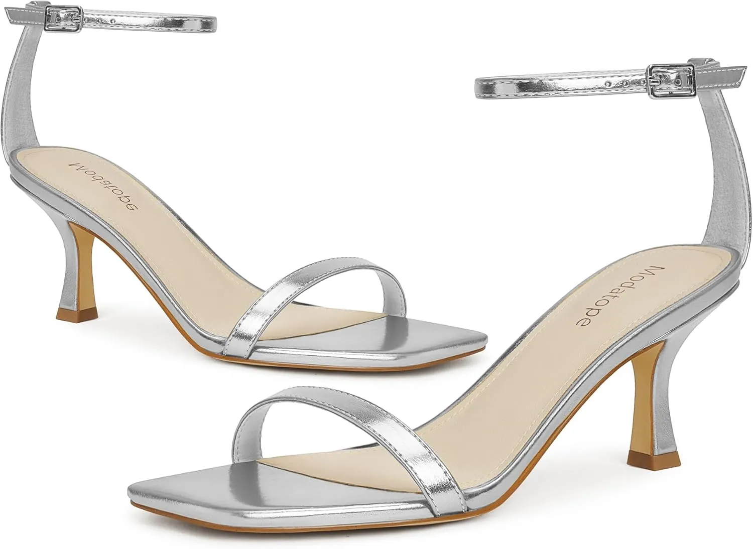 Modatope Womens Heeled Sandals Square Open Toe Kitten Heel Ankle Strap Heels for Women Daily Party Wedding Wear