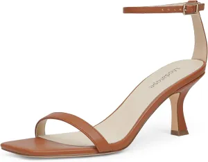 Modatope Womens Heeled Sandals Square Open Toe Kitten Heel Ankle Strap Heels for Women Daily Party Wedding Wear