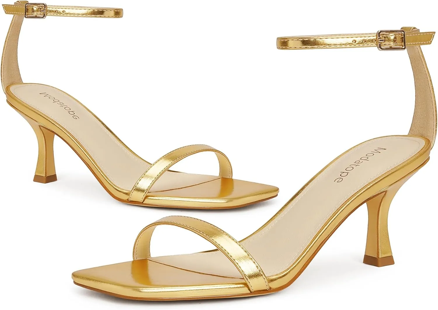 Modatope Womens Heeled Sandals Square Open Toe Kitten Heel Ankle Strap Heels for Women Daily Party Wedding Wear