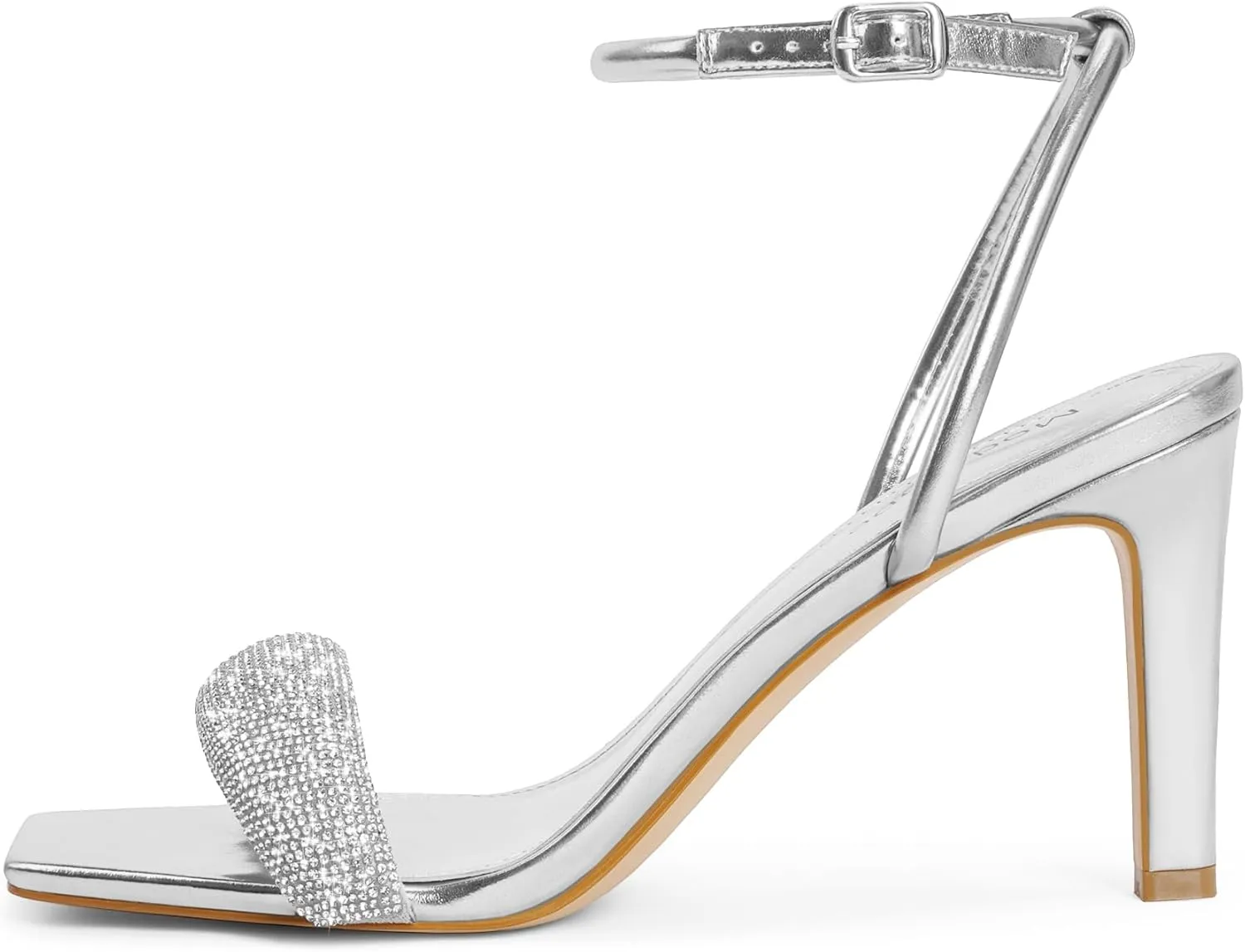 Modatope Womens Heels Square Open Toe Strappy High Heels Ankle Strap Heeled Sandals for Women Party Wedding Daily Wear